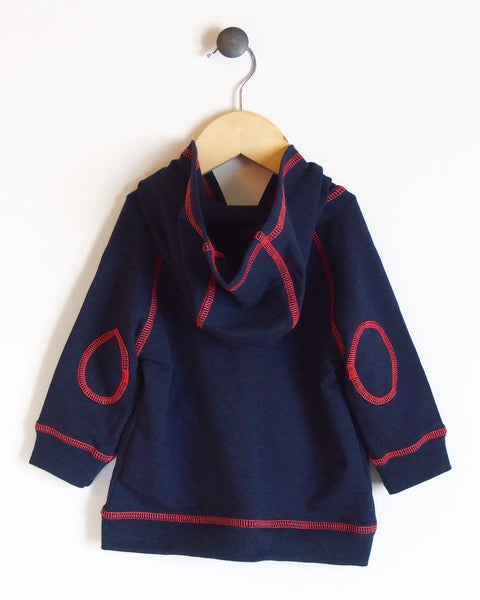 Hoodie in Navy/Coral